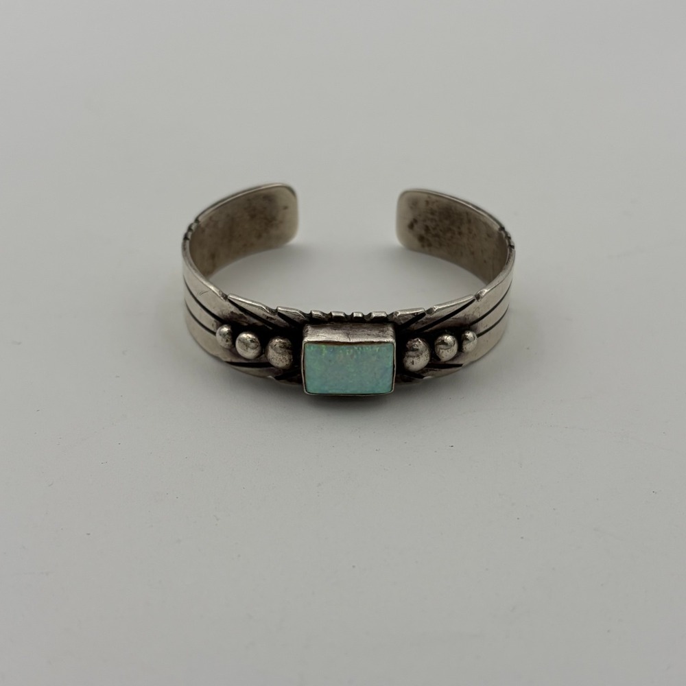 Lorenzo James Navajo Sterling Silver Hand Crafted Cuff Bracelet